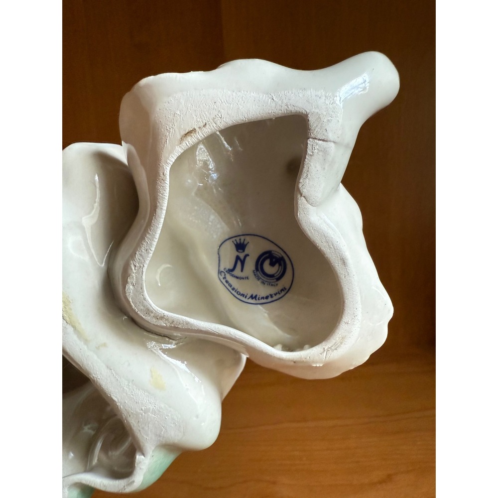 Vintage Capodimonte Porcelain Swan Pumpkin Carriage Figurine Pearlescent Trim - Picture 14 of 15